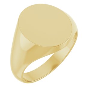 14K Yellow Gold 15 X 13 Mm Brush Polished 15X13mm Mens Solid Metal Fashion Signet Ring Size 10