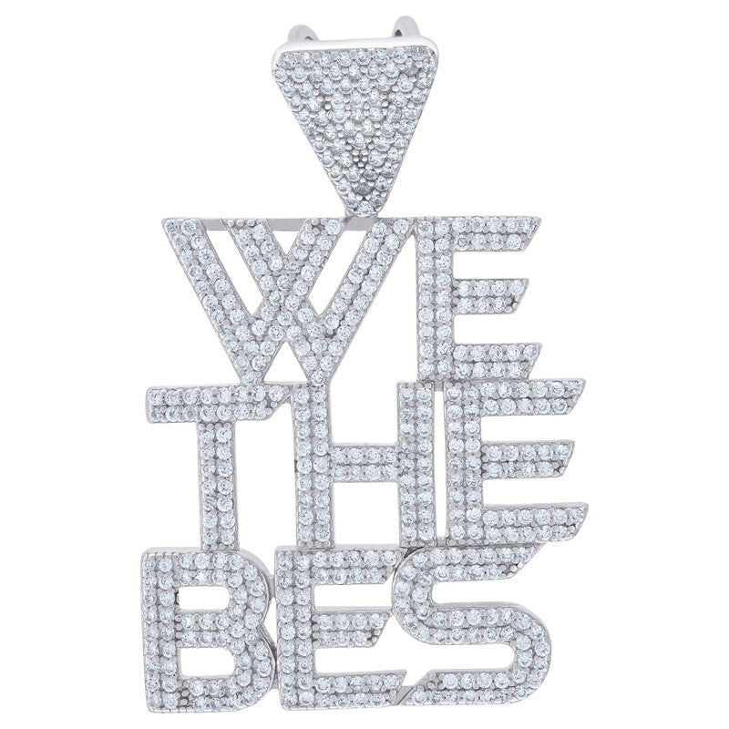 925 Sterling Silver Mens Cubic-Zirconia We The Best Talking Fashion Charm Pendant