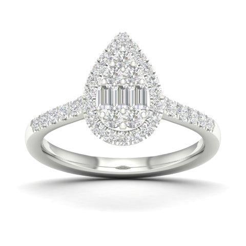 14K White Gold  0.50 Cttw Diamond Ladies Ring