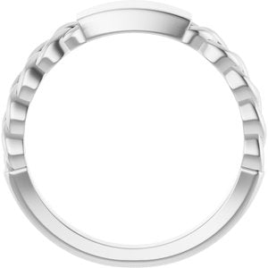 14K White Gold Polished Engravable Chain Link Ring Size 7