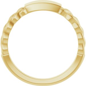 14K Yellow Gold Polished Engravable Chain Link Ring Size 7