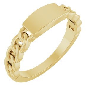 14K Yellow Gold Polished Engravable Chain Link Ring Size 7