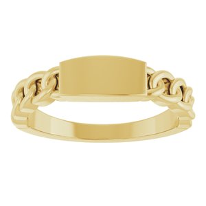 14K Yellow Gold Polished Engravable Chain Link Ring Size 7