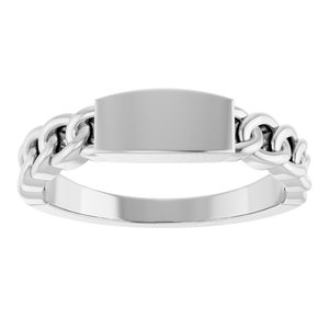 14K White Gold Polished Engravable Chain Link Ring Size 7