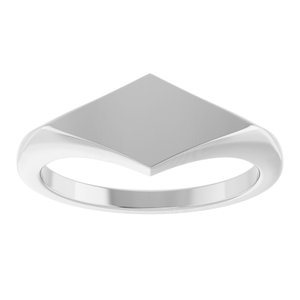 Sterling Silver Geometric 7.6 X 15.5 Mm Brush Polished Geometric Signet Ring Size 7