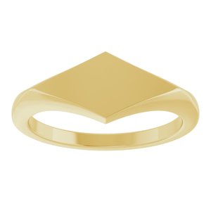 14K Yellow Gold Geometric 7.6 X 15.5 Mm Brush Polished Geometric Signet Ring Size 7