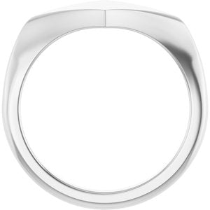 14K White Gold Geometric 7.6 X 15.5 Mm Brush Polished Geometric Signet Ring Size 7