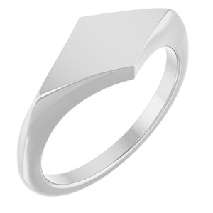 Sterling Silver Geometric 7.6 X 15.5 Mm Brush Polished Geometric Signet Ring Size 7