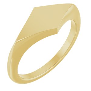 14K Yellow Gold Geometric 7.6 X 15.5 Mm Brush Polished Geometric Signet Ring Size 7