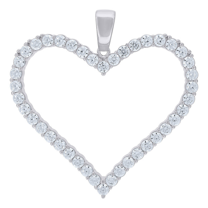 925 Sterling Silver Womens Cubic Zirconia Heart Charm Pendant