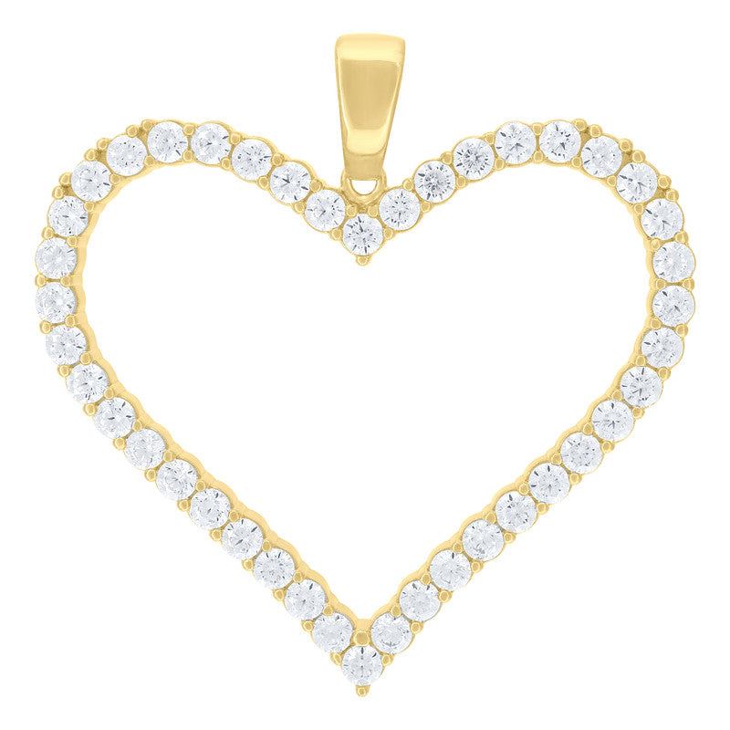 925 Sterling Silver Womens Cubic Zirconia Heart Charm Pendant