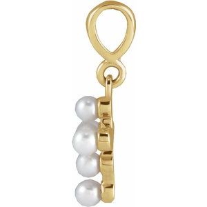 14K Yellow Gold Pearl 2 Mm Cultured White Seed Pearl Youth Pendant