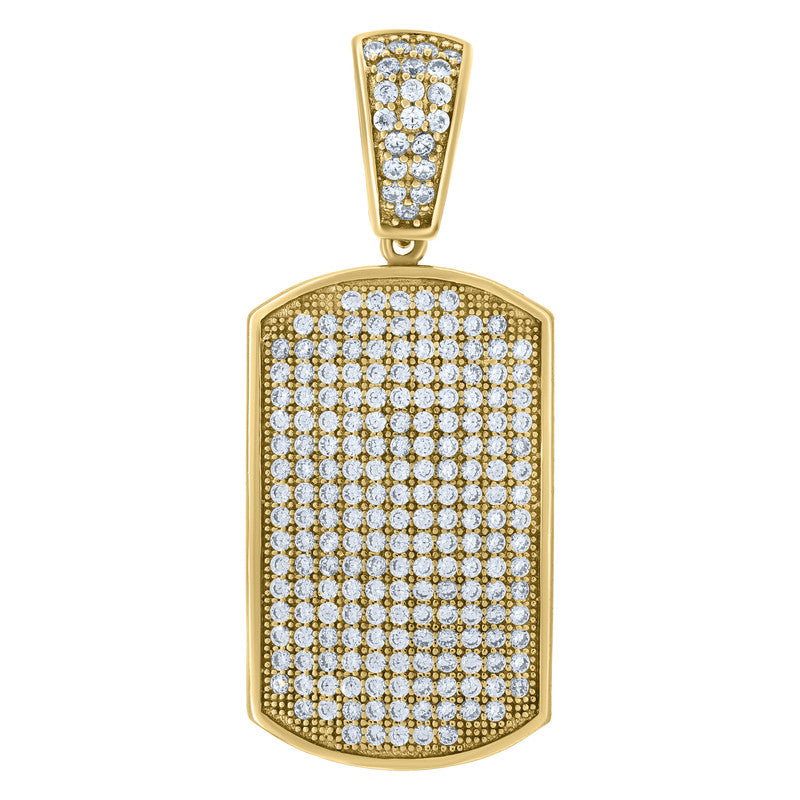 925 Sterling Silver Mens Cubic-Zirconia Dog Tag Fashion Charm Pendant