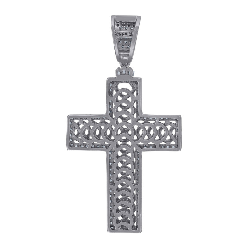 925 Sterling Silver Unisex Cubic Zirconia Cross Religious Charm Pendant