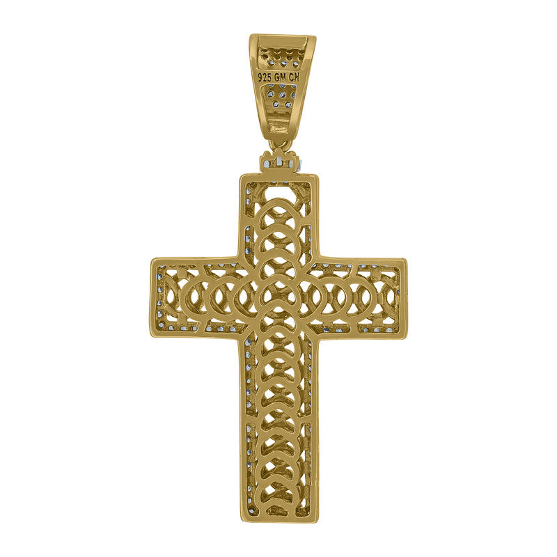 925 Sterling Silver Unisex Cubic Zirconia Cross Religious Charm Pendant