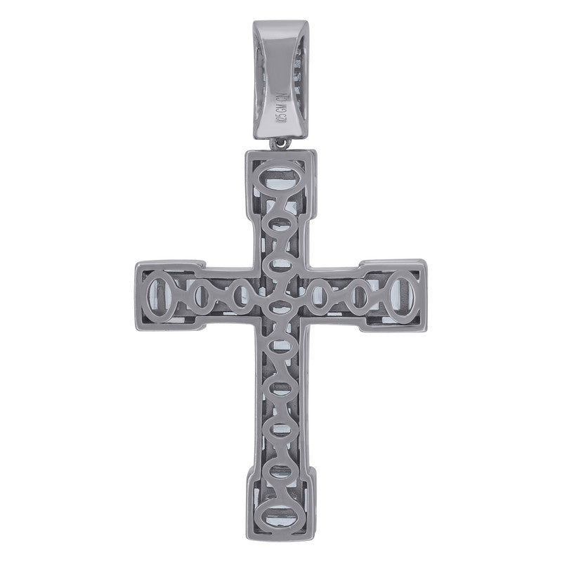 925 Sterling Silver Unisex Cubic Zirconia Cross Religious Charm Pendant