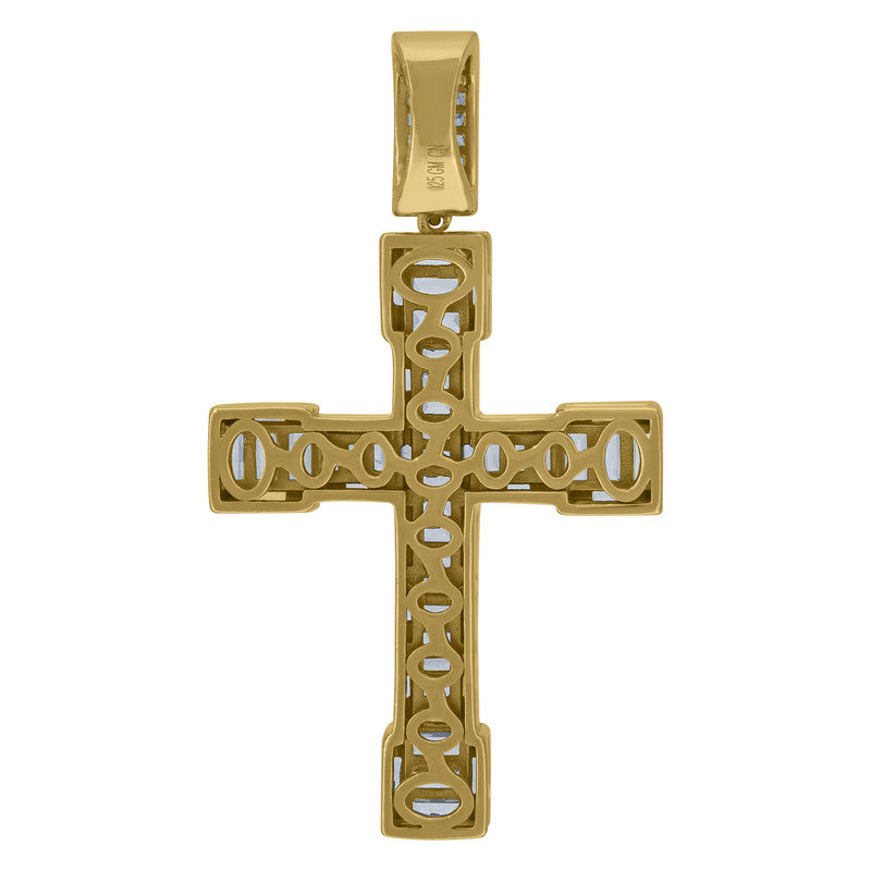 925 Sterling Silver Unisex Cubic Zirconia Cross Religious Charm Pendant