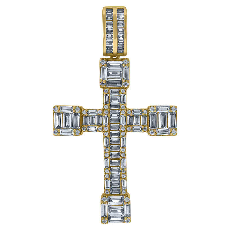 925 Sterling Silver Unisex Cubic Zirconia Cross Religious Charm Pendant