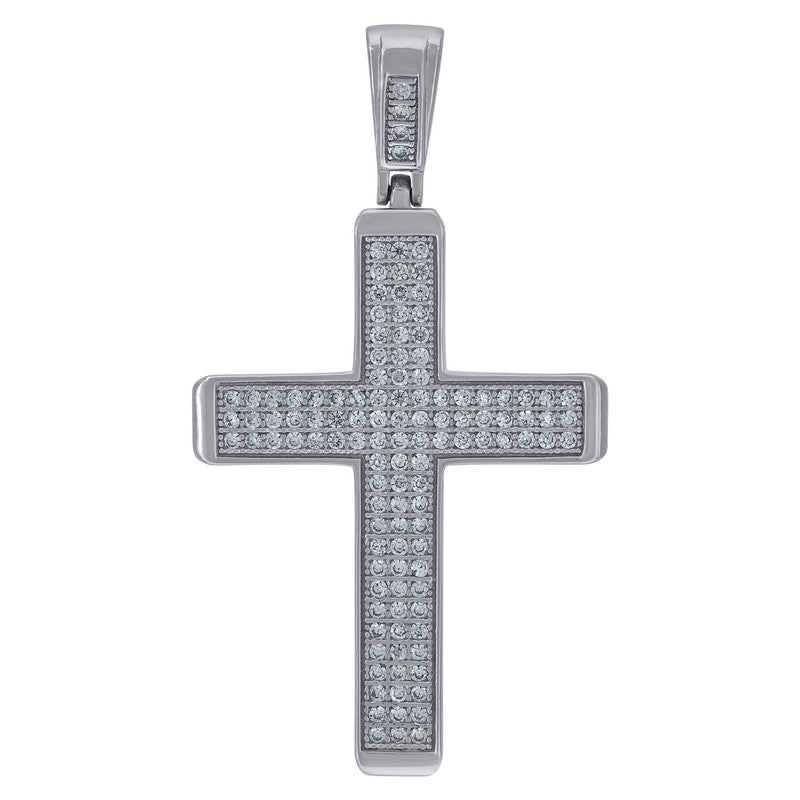 925 Sterling Silver Unisex Cubic Zirconia Cross Religious Charm Pendant
