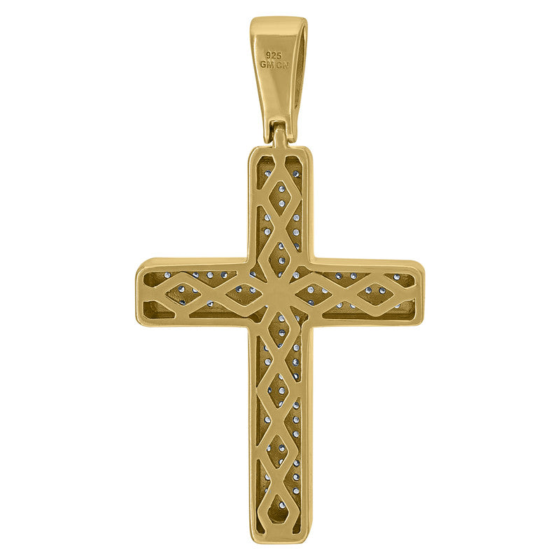 925 Sterling Silver Unisex Cubic Zirconia Cross Religious Charm Pendant