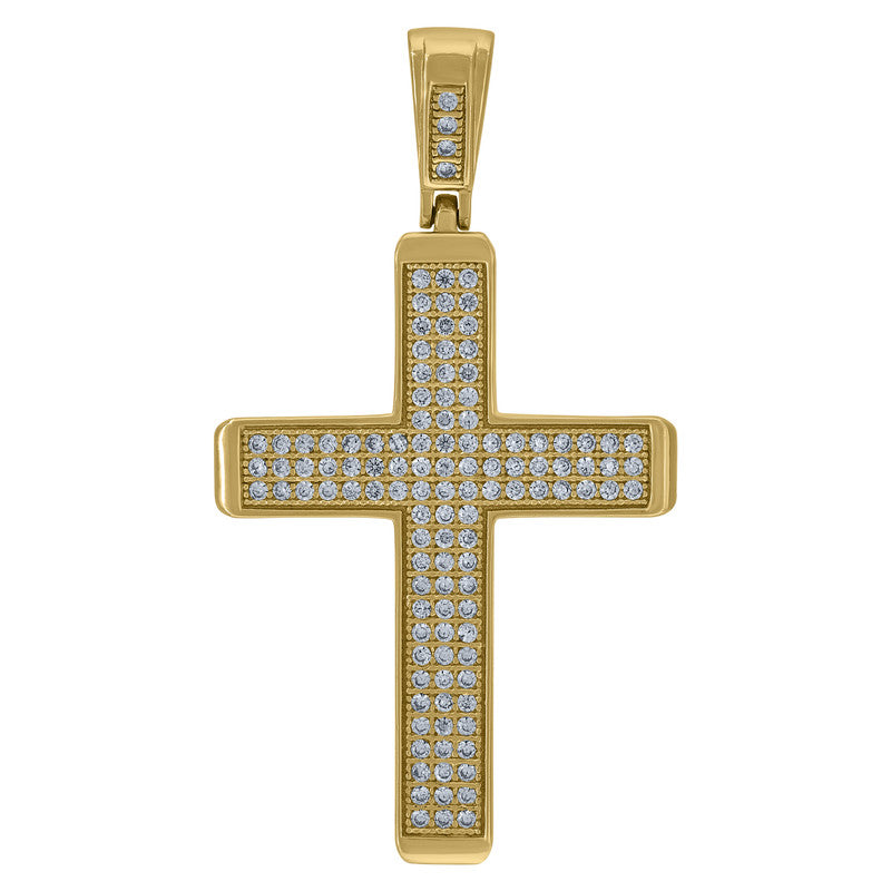 925 Sterling Silver Unisex Cubic Zirconia Cross Religious Charm Pendant
