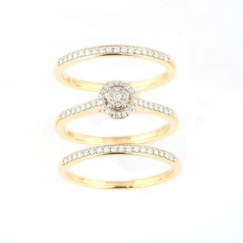 10K Yellow Gold 0.33 Cttw Diamond Ladies 2 Bands Ring