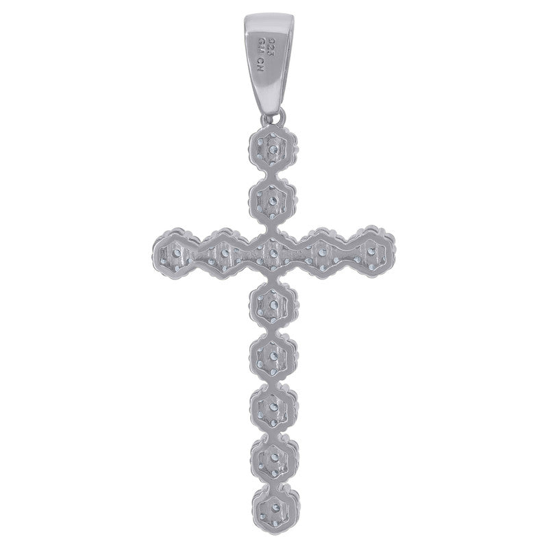 925 Sterling Silver Unisex Cz Cross Religious Charm Pendant