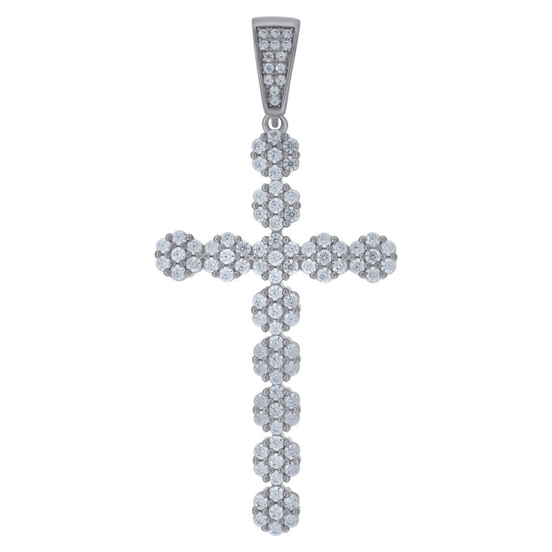 925 Sterling Silver Unisex Cz Cross Religious Charm Pendant