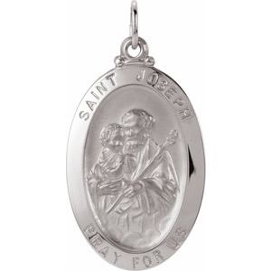Sterling Silver 25 X 18 Mm Polished St. Joseph Medal