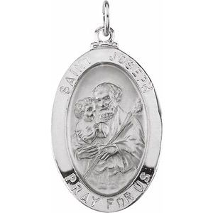 Sterling Silver 23.5 X 16 Mm Polished St. Joseph Medal