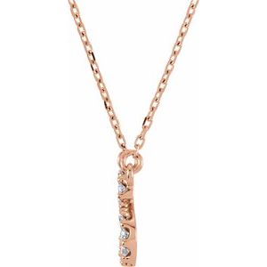 14K Rose Gold Initial K Round G-H I1 1/8 Ctw Natural Diamond Necklace, Length: 16 In
