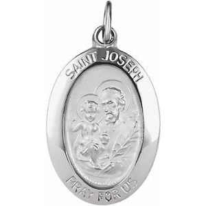 Sterling Silver 19 X 13.5 Mm Polished St. Joseph Medal
