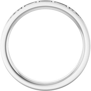 14K White Gold Straight Baguette 3 X 2 Mm Polished 1/6 Ctw Natural Diamond 3-Stone Anniversary Band Size 7