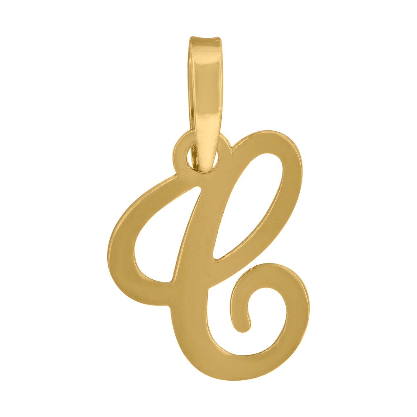 Sterling Silver Or Yellow-tone Unisex Cursive Initial Alphabet Charm Pendant