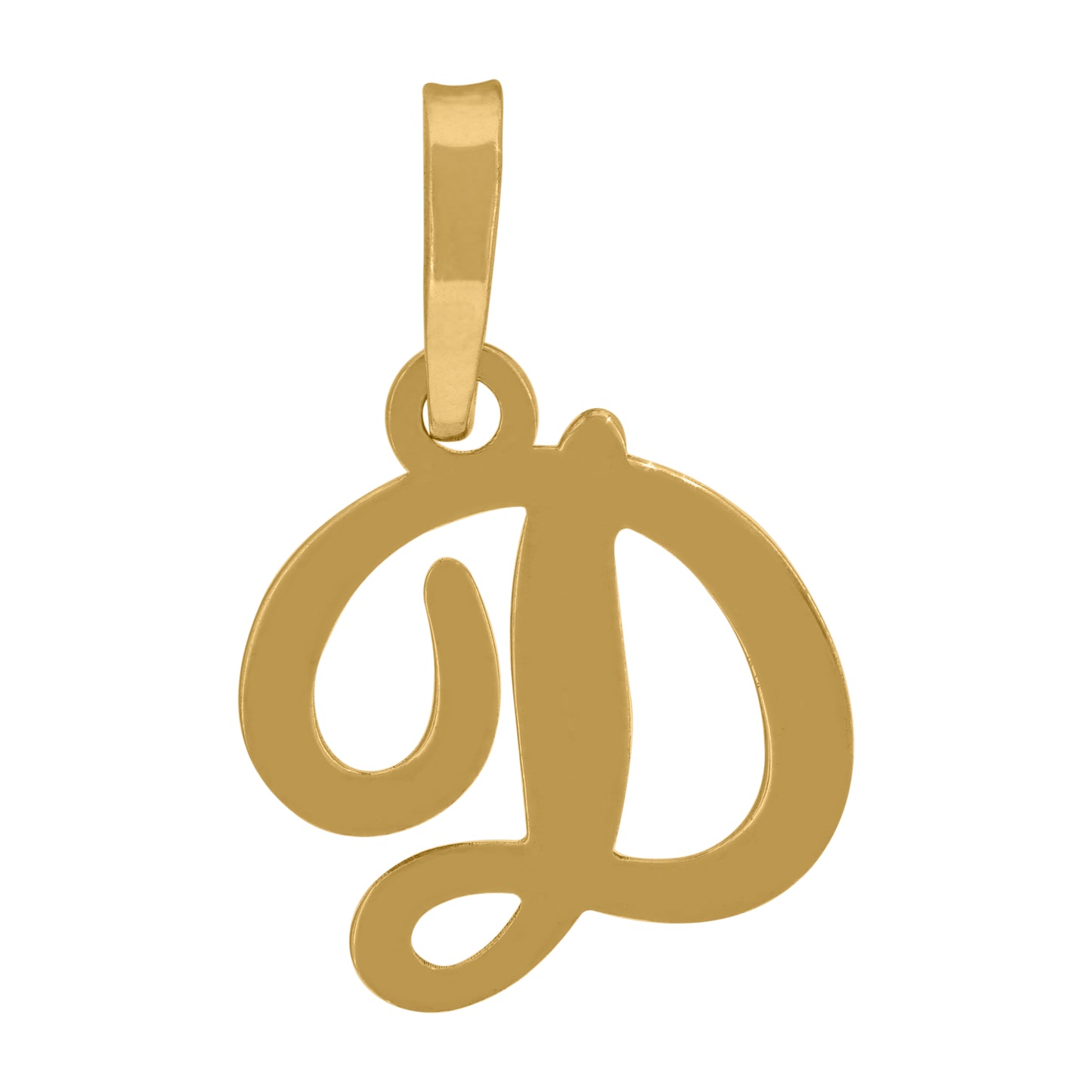 Sterling Silver Or Yellow-tone Unisex Cursive Initial Alphabet Charm Pendant