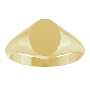 14K Yellow Gold Oval 9 X 7 Mm Brush Polished Oval Signet Ring Size 7