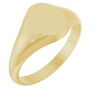 14K Yellow Gold Oval 9 X 7 Mm Brush Polished Oval Signet Ring Size 7