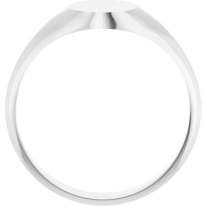 14K White Gold Oval 9 X 7 Mm Brush Polished Oval Signet Ring Size 7