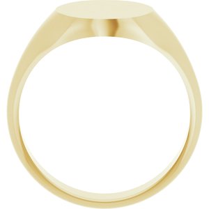 14K Yellow Gold Oval 14 X 10 Mm Brush Polished Oval Signet Ring Size 7