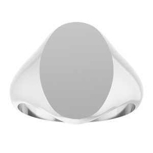 14K White Gold Oval 14 X 10 Mm Brush Polished Oval Signet Ring Size 7