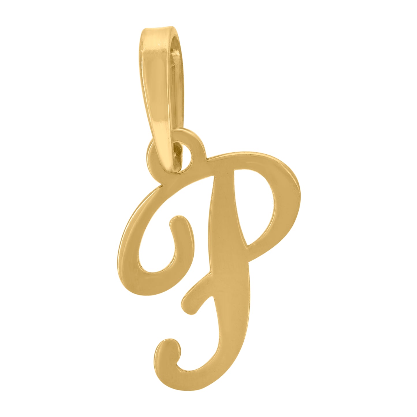 Sterling Silver Or Yellow-tone Unisex Cursive Initial Alphabet Charm Pendant
