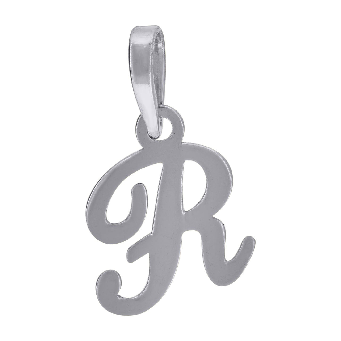 Sterling Silver Or Yellow-tone Unisex Cursive Initial Alphabet Charm Pendant