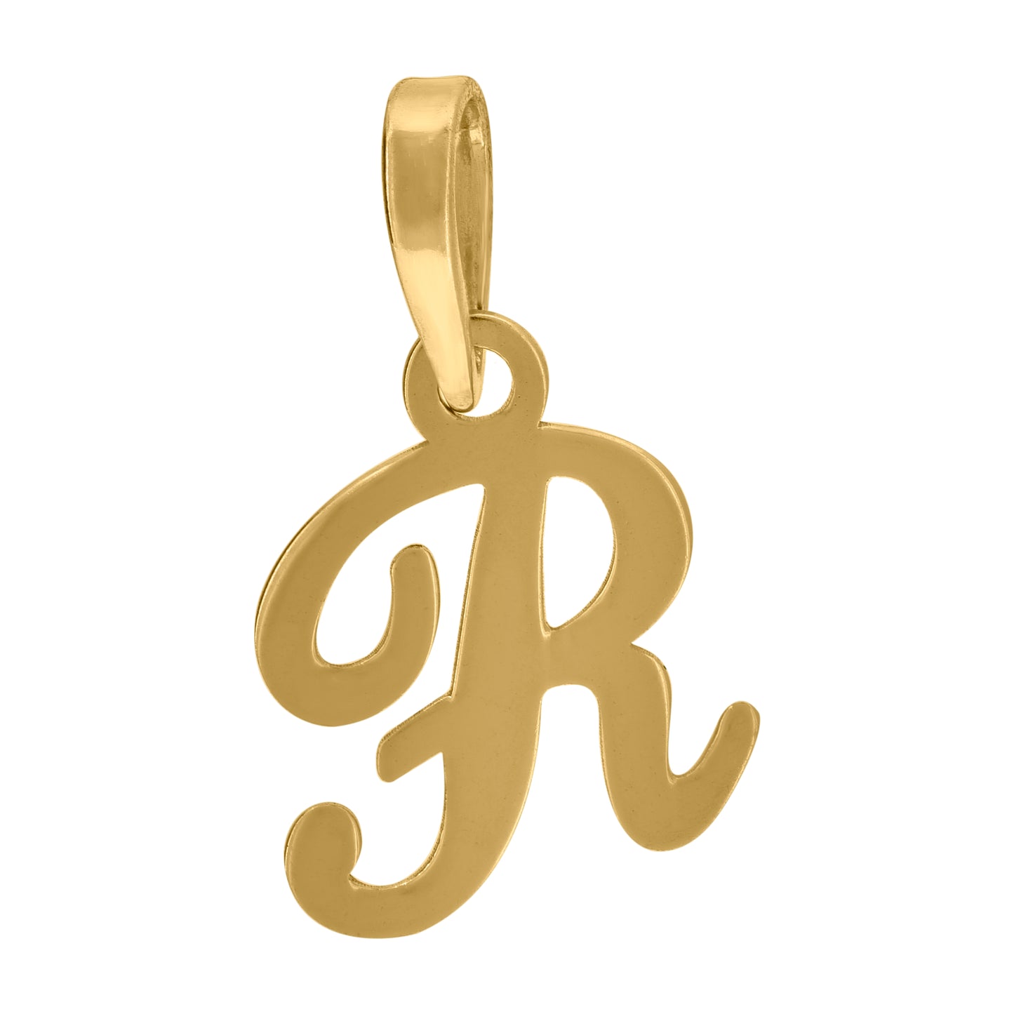 Sterling Silver Or Yellow-tone Unisex Cursive Initial Alphabet Charm Pendant