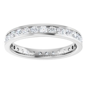 14K White Gold Round 2 Mm G-H Si2-Si3 3/4 Ctw Natural Diamond Eternity Band Size 7