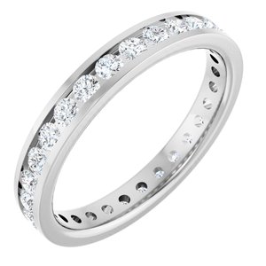 14K White Gold Round 2 Mm G-H Si2-Si3 3/4 Ctw Natural Diamond Eternity Band Size 7