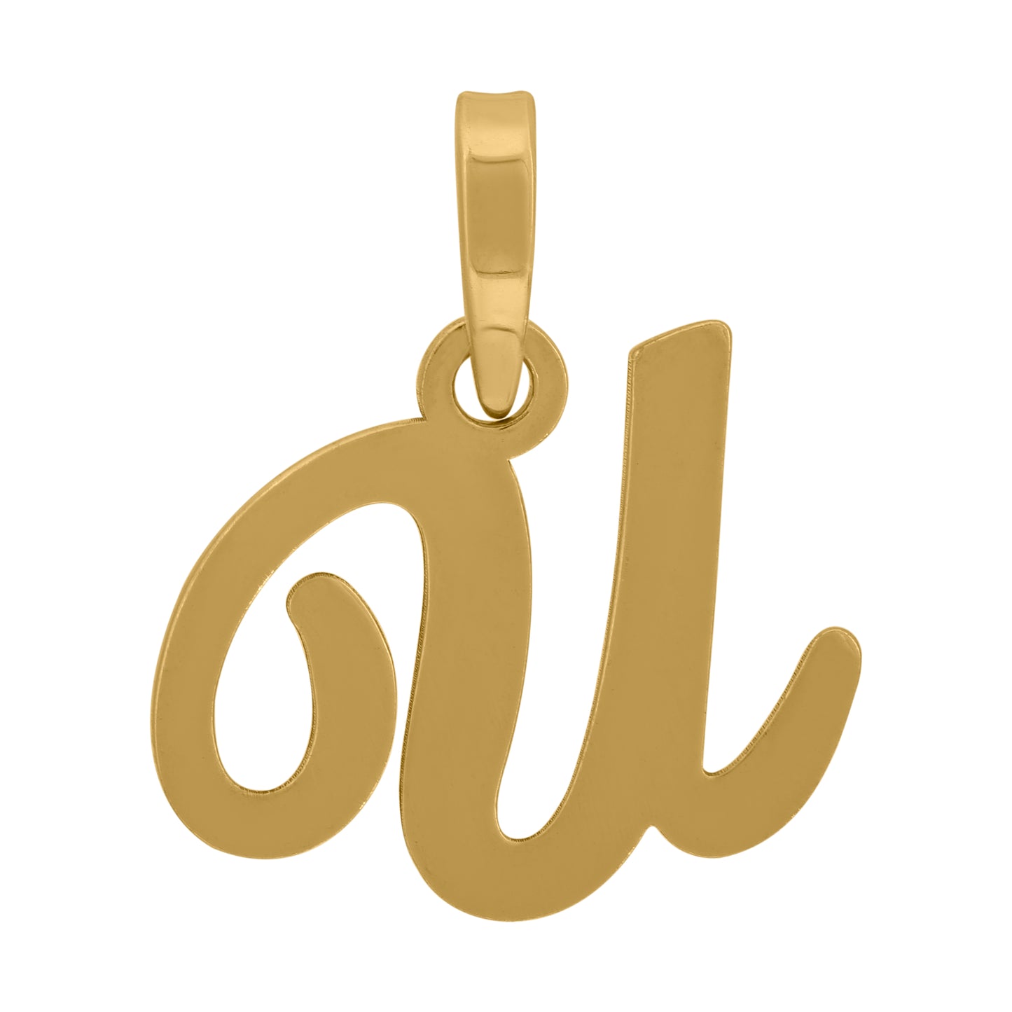 Sterling Silver Or Yellow-tone Unisex Cursive Initial Alphabet Charm Pendant