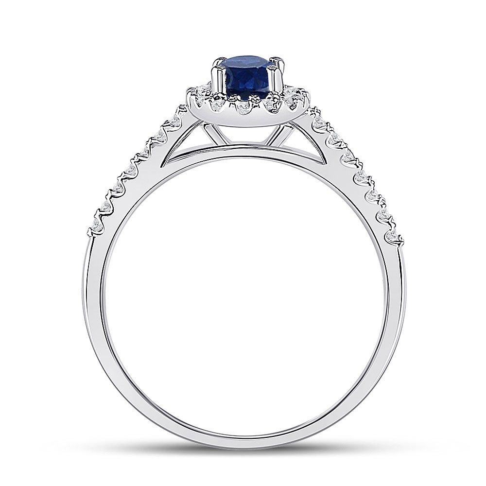 10K White Gold Womens Oval Synthetic Blue Sapphire Solitaire Ring 3/4 Cttw, Womens Size: 5-10