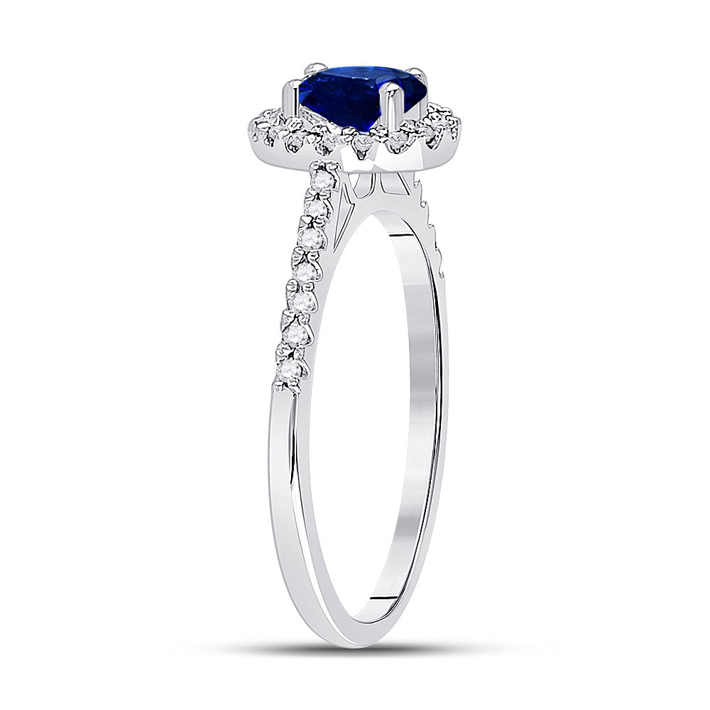 10K White Gold Womens Oval Synthetic Blue Sapphire Solitaire Ring 3/4 Cttw, Womens Size: 5-10