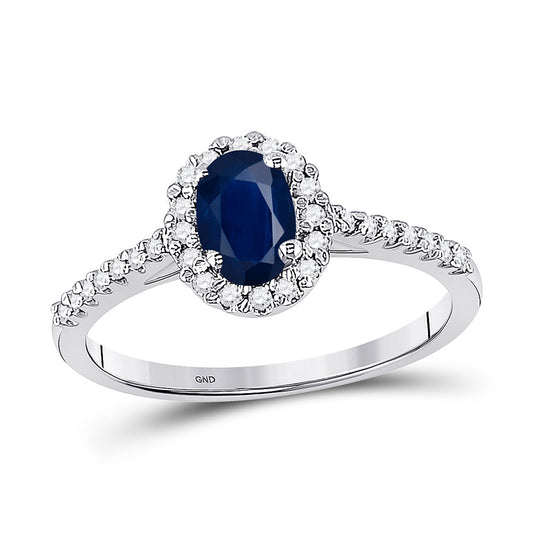 10K White Gold Womens Oval Synthetic Blue Sapphire Solitaire Ring 3/4 Cttw, Womens Size: 5-10