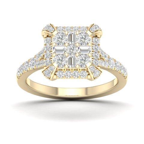 10K Yellow Gold  0.75 Cttw Baguette Diamond Ladies Ring